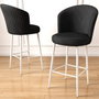 Hanah Home Taburetes de Bar Alte, Juego de 2, Metal y Tela Babyface, Negro y Blanco, Ancho 46 cm, Altura 102 cm